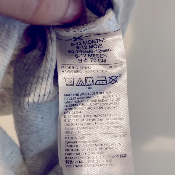 Vintage Baby Gap Light Grey Ribbed Sleeveless Onesie Whale Design 100% Cotton - Picture 5 of 5